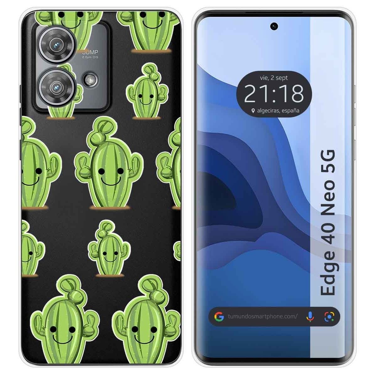 Funda Silicona Transparente para Motorola Edge 40 Neo 5G diseño Cactus Dibujos