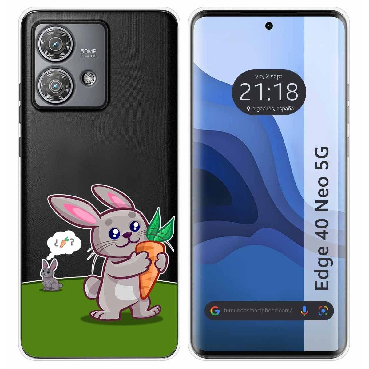 Funda Silicona Transparente para Motorola Edge 40 Neo 5G diseño Conejo Dibujos