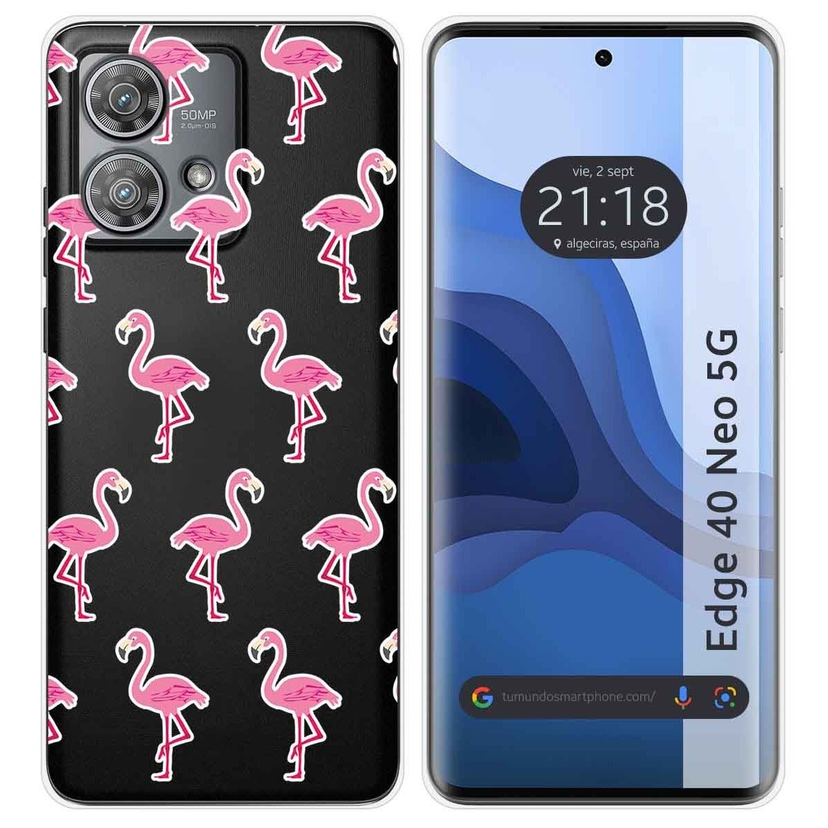 Funda Silicona Transparente para Motorola Edge 40 Neo 5G diseño Flamenco Dibujos