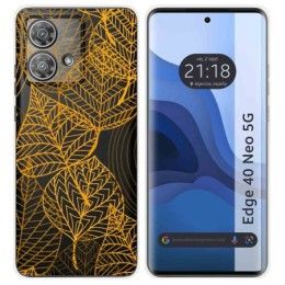 Funda Silicona Transparente para Motorola Edge 40 Neo 5G diseño Hojas Dibujos