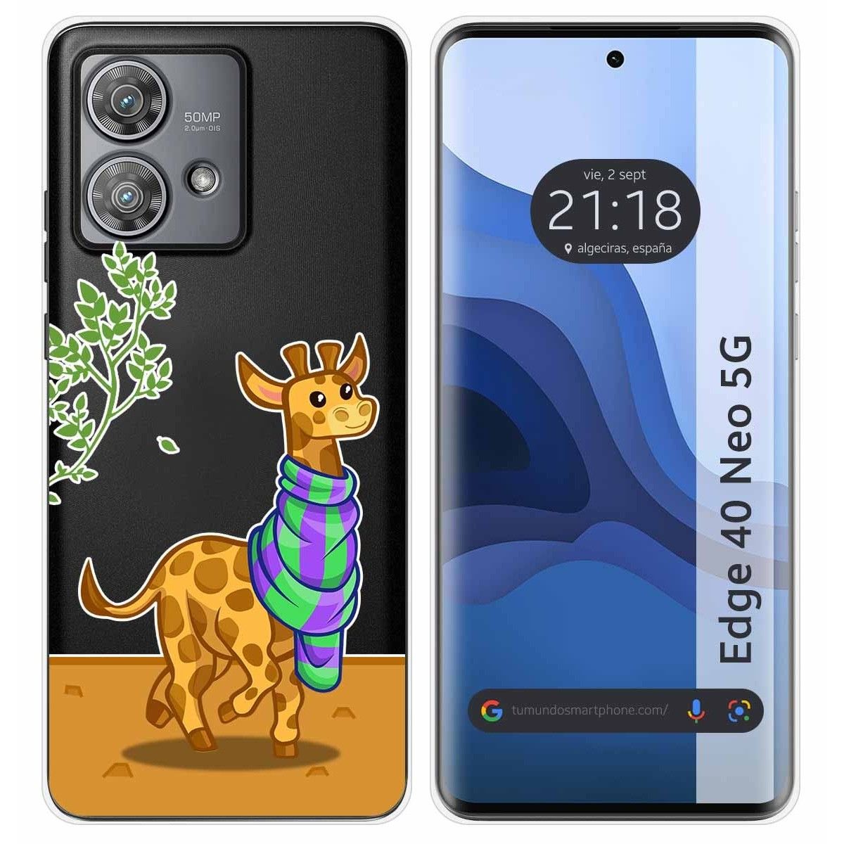 Funda Silicona Transparente para Motorola Edge 40 Neo 5G diseño Jirafa Dibujos