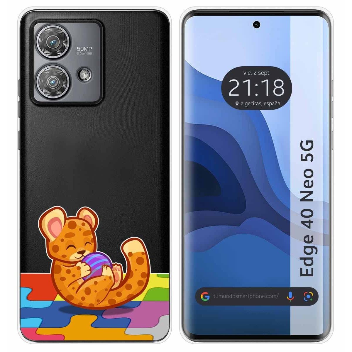 Funda Silicona Transparente para Motorola Edge 40 Neo 5G diseño Leopardo Dibujos