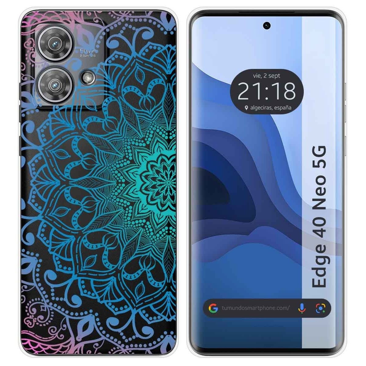 Funda Silicona Transparente para Motorola Edge 40 Neo 5G diseño Mandala Dibujos