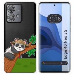 Funda Silicona Transparente para Motorola Edge 40 Neo 5G diseño Panda Dibujos