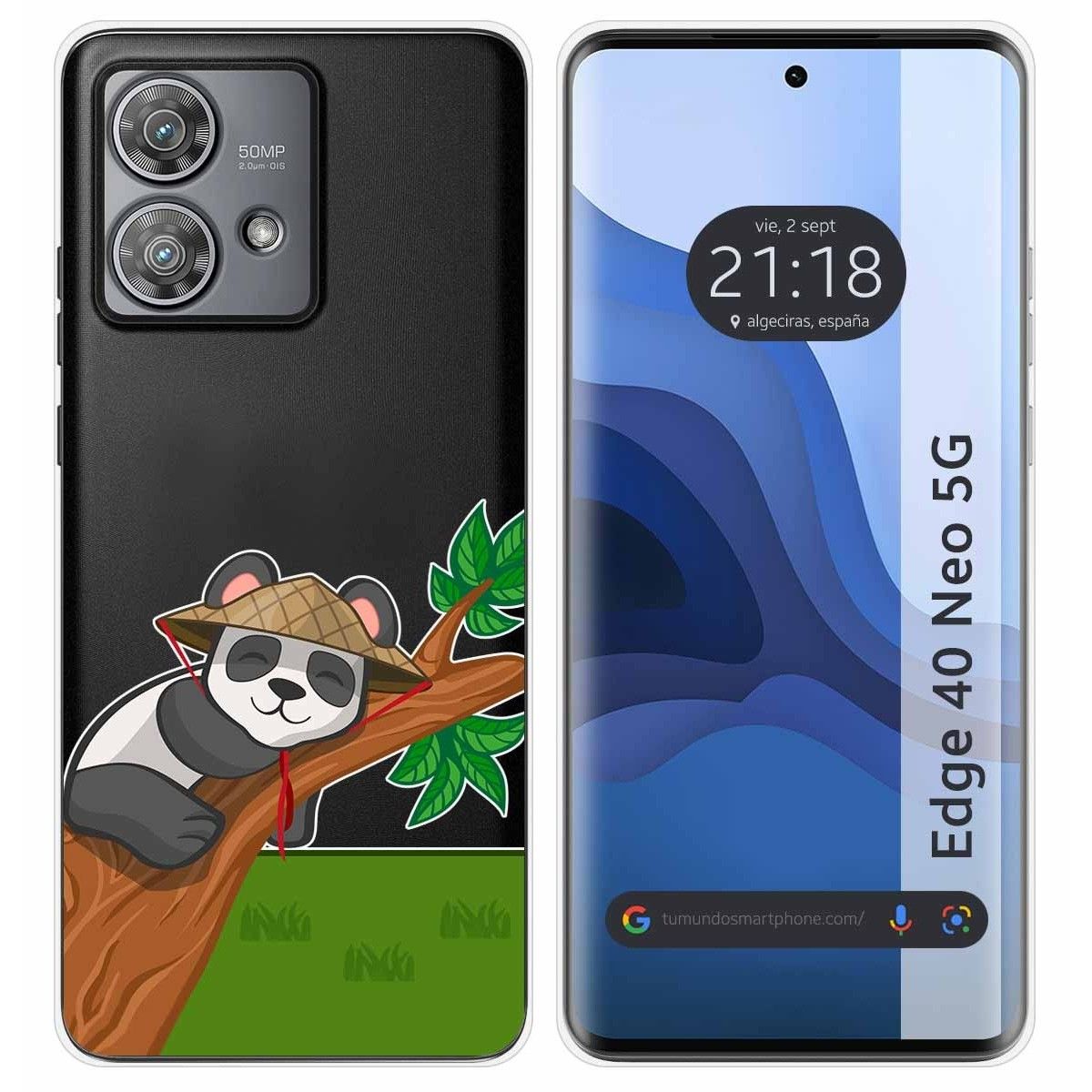 Funda Silicona Transparente para Motorola Edge 40 Neo 5G diseño Panda Dibujos