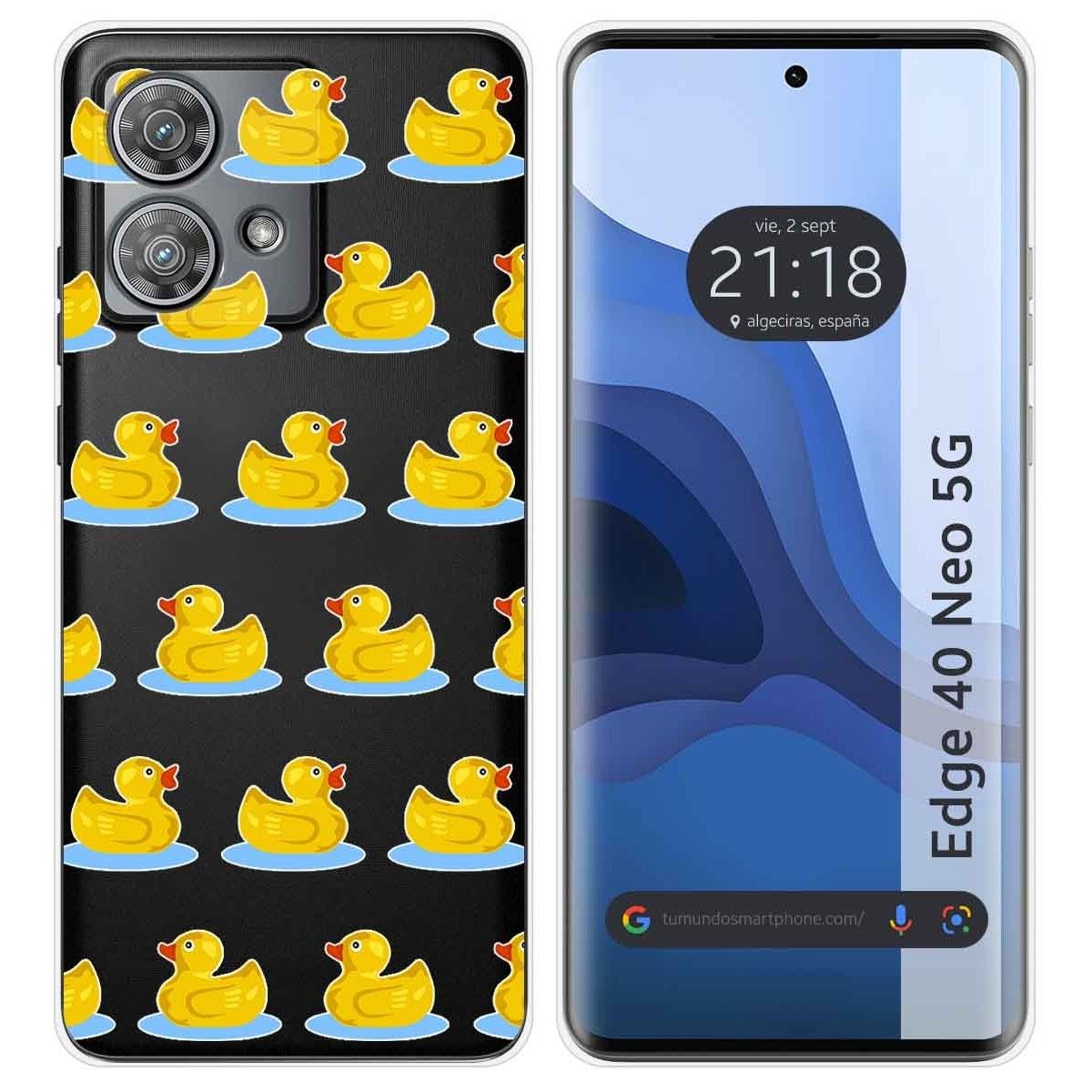 Funda Silicona Transparente para Motorola Edge 40 Neo 5G diseño Pato Dibujos