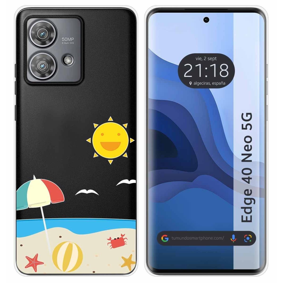 Funda Silicona Transparente para Motorola Edge 40 Neo 5G diseño Playa Dibujos