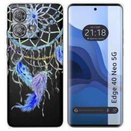 Funda Silicona Transparente para Motorola Edge 40 Neo 5G diseño Plumas Dibujos