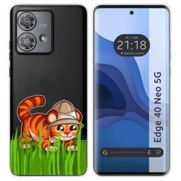 Funda Silicona Transparente para Motorola Edge 40 Neo 5G diseño Tigre Dibujos