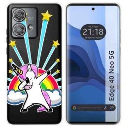 Funda Silicona Transparente para Motorola Edge 40 Neo 5G diseño Unicornio Dibujos