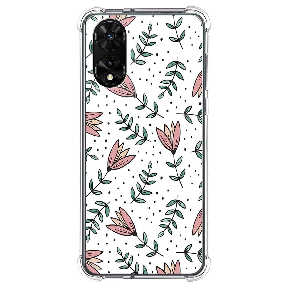 Funda Silicona Antigolpes para TCL 505 diseño Flores 01 Dibujos