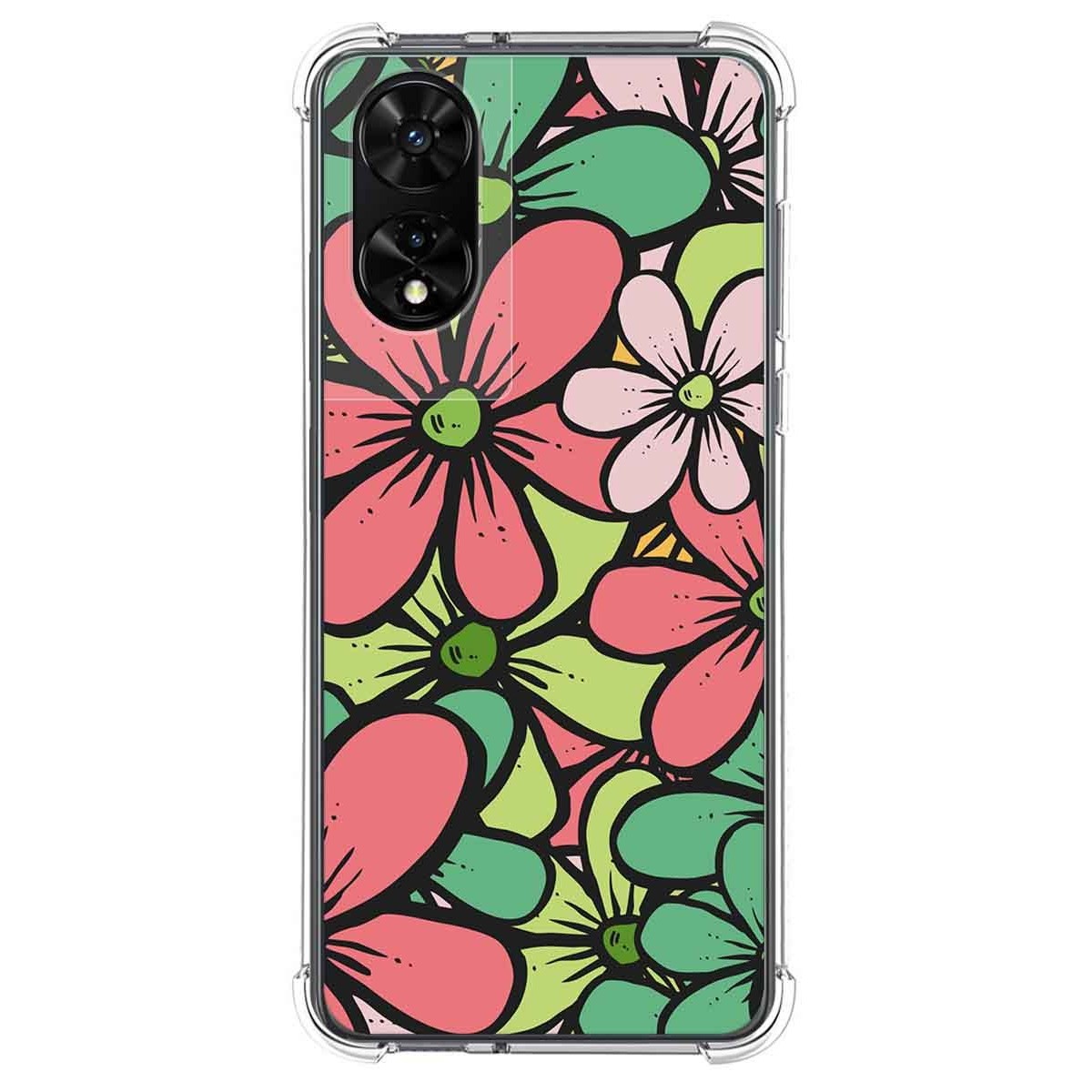 Funda Silicona Antigolpes para TCL 505 diseño Flores 02 Dibujos