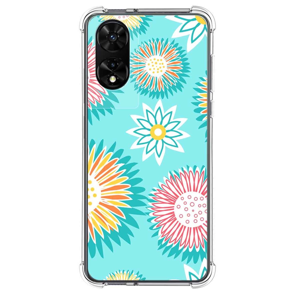 Funda Silicona Antigolpes para TCL 505 diseño Flores 05 Dibujos