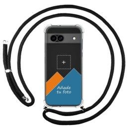 Personaliza tu Funda Colgante Transparente para Google Pixel 8a 5G con Cordon Negro Dibujo Personalizada