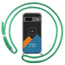 Personaliza tu Funda Colgante Transparente para Google Pixel 8a 5G con Cordon Verde Agua Dibujo Personalizada