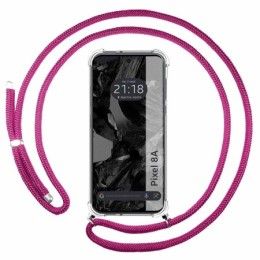 Funda Colgante Transparente para Google Pixel 8a 5G con Cordon Rosa Fucsia