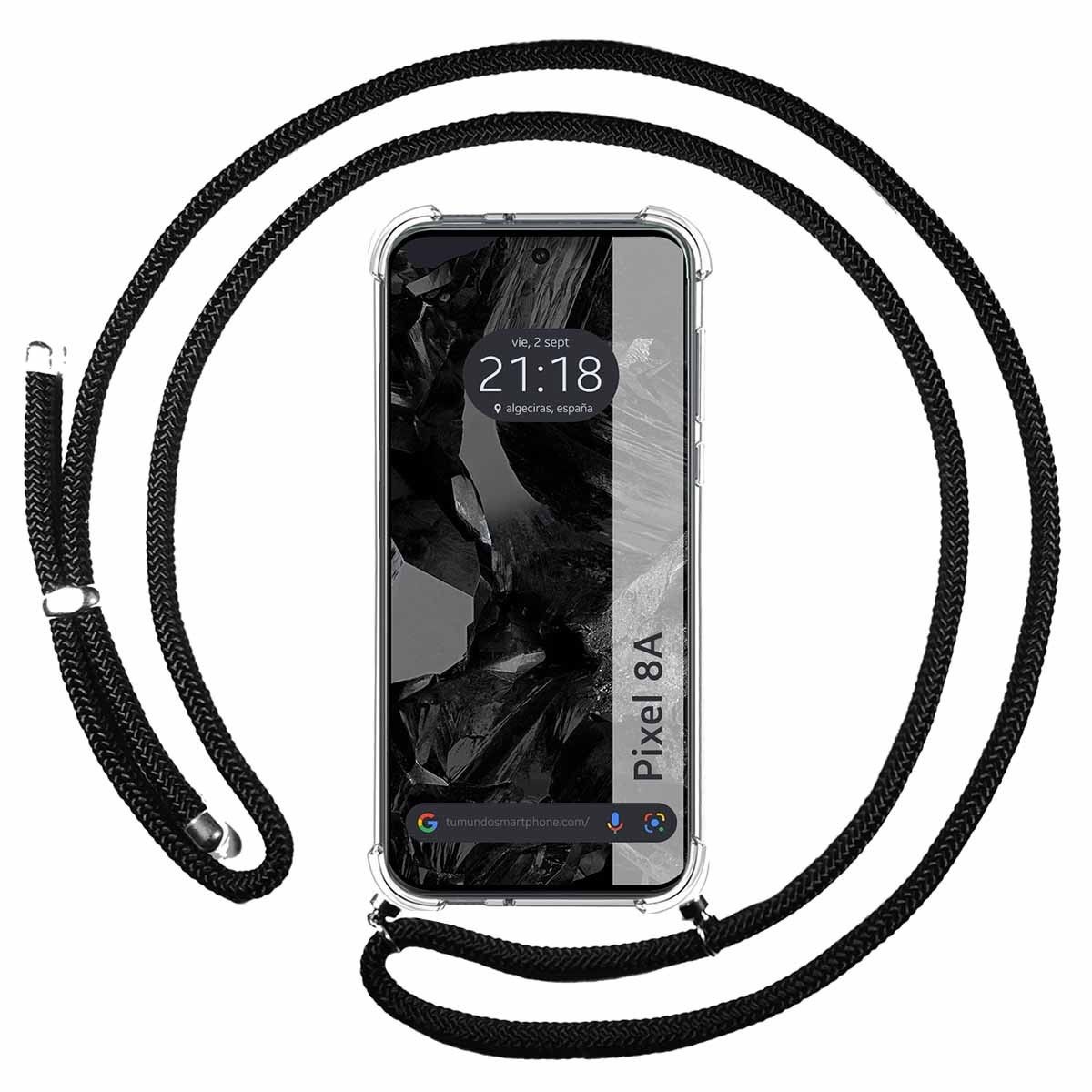 Funda Colgante Transparente para Google Pixel 8a 5G con Cordon Negro