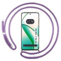 Funda Colgante Transparente para Realme 12 5G / 12x 5G con Cordon Morado