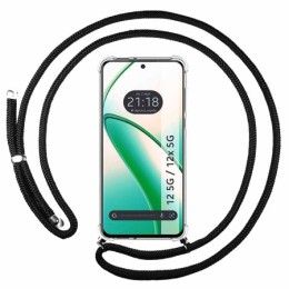 Funda Colgante Transparente para Realme 12 5G / 12x 5G con Cordon Negro