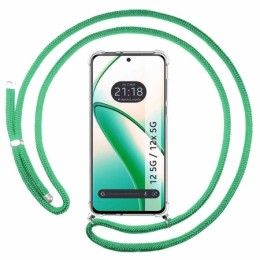 Funda Colgante Transparente para Realme 12 5G / 12x 5G con Cordon Verde Agua