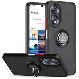 Funda Mate con Borde Negro y Anillo Giratorio 360 para Huawei Honor 90 Smart 5G