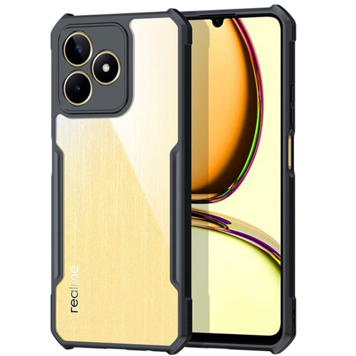 Funda Transparente Reforzada con Borde Negro para Realme C51