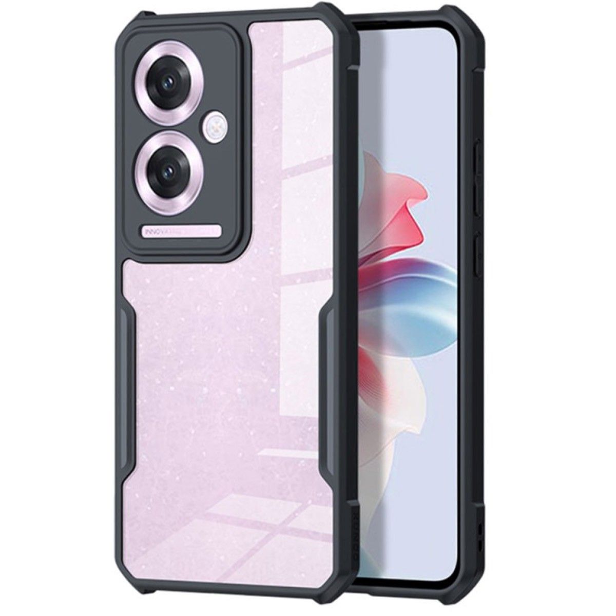 Funda Transparente Reforzada con Borde Negro para Oppo Reno 11F 5G