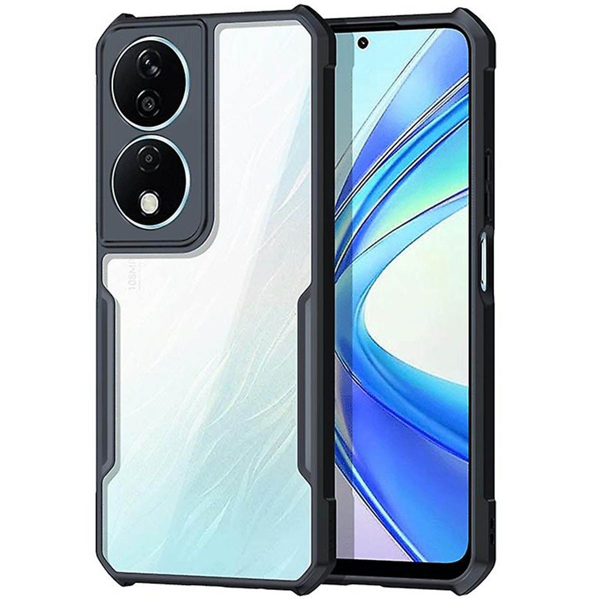 Funda Transparente Reforzada con Borde Negro para Huawei Honor X7b