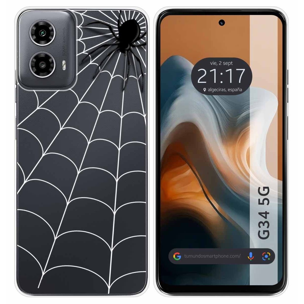 Funda Silicona Transparente para Motorola Moto G34 5G diseño Araña Dibujos