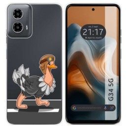 Funda Silicona Transparente para Motorola Moto G34 5G diseño Avestruz Dibujos