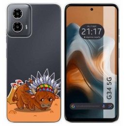 Funda Silicona Transparente para Motorola Moto G34 5G diseño Bufalo Dibujos