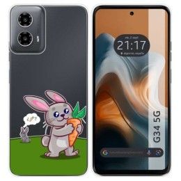 Funda Silicona Transparente para Motorola Moto G34 5G diseño Conejo Dibujos