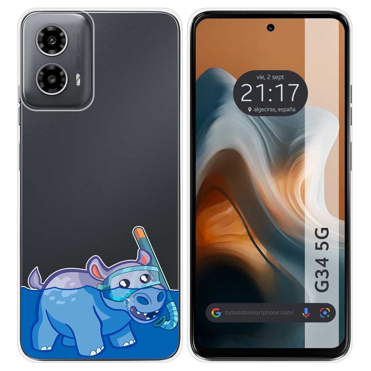 Funda Silicona Transparente para Motorola Moto G34 5G diseño Hipo Dibujos