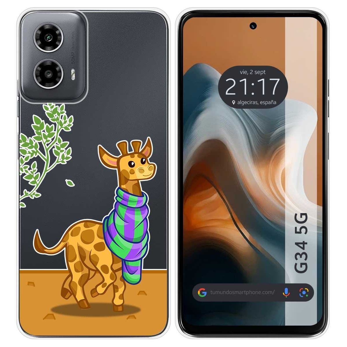 Funda Silicona Transparente para Motorola Moto G34 5G diseño Jirafa Dibujos