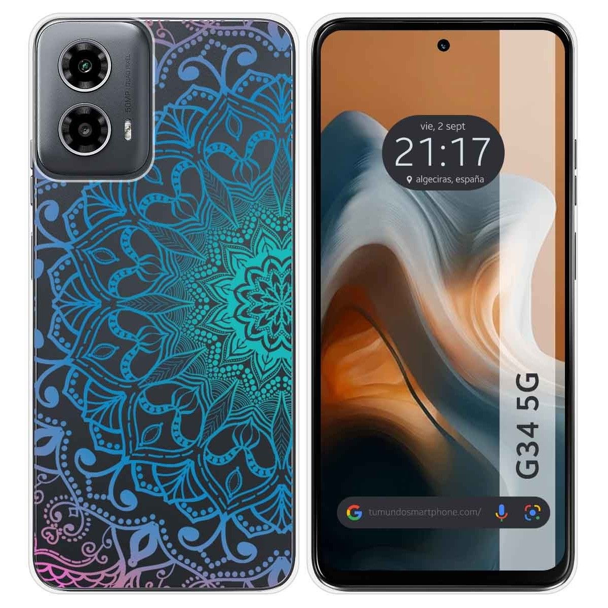 Funda Silicona Transparente para Motorola Moto G34 5G diseño Mandala Dibujos