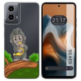 Funda Silicona Transparente para Motorola Moto G34 5G diseño Mono Dibujos