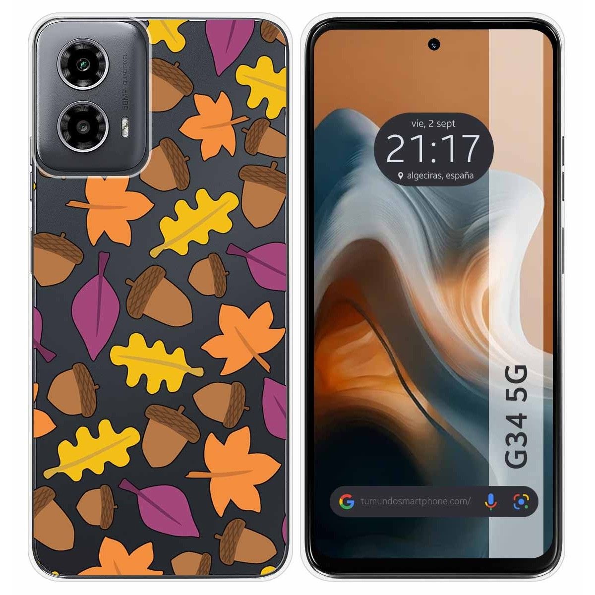 Funda Silicona Transparente para Motorola Moto G34 5G diseño Otoño Dibujos