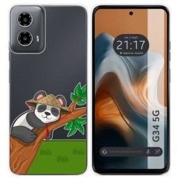 Funda Silicona Transparente para Motorola Moto G34 5G diseño Panda Dibujos