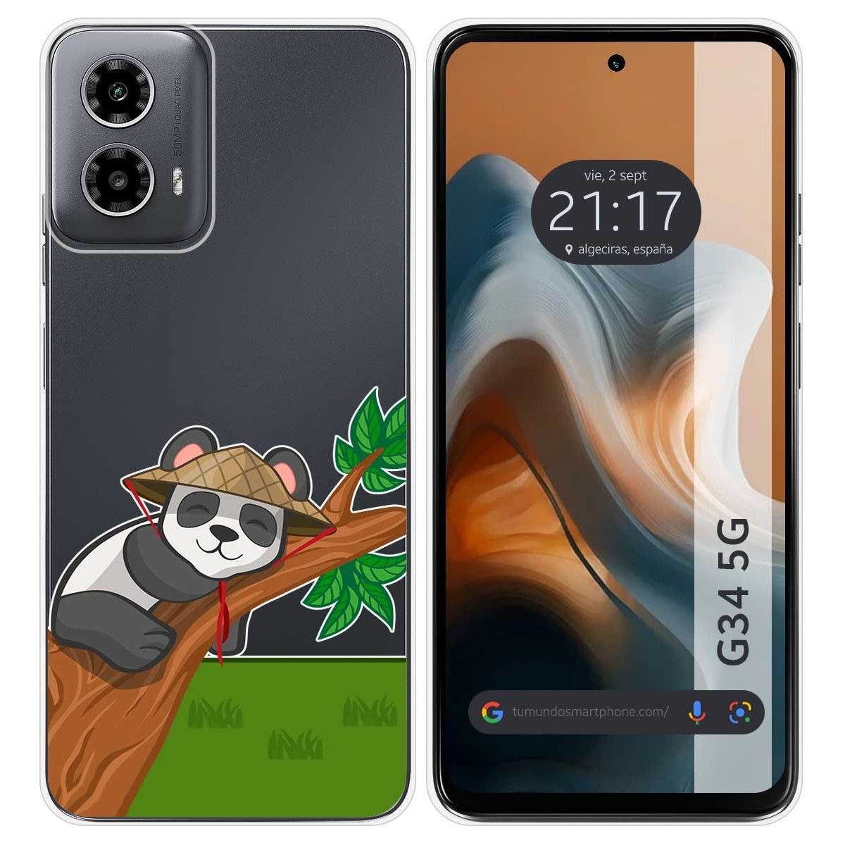 Funda Silicona Transparente para Motorola Moto G34 5G diseño Panda Dibujos