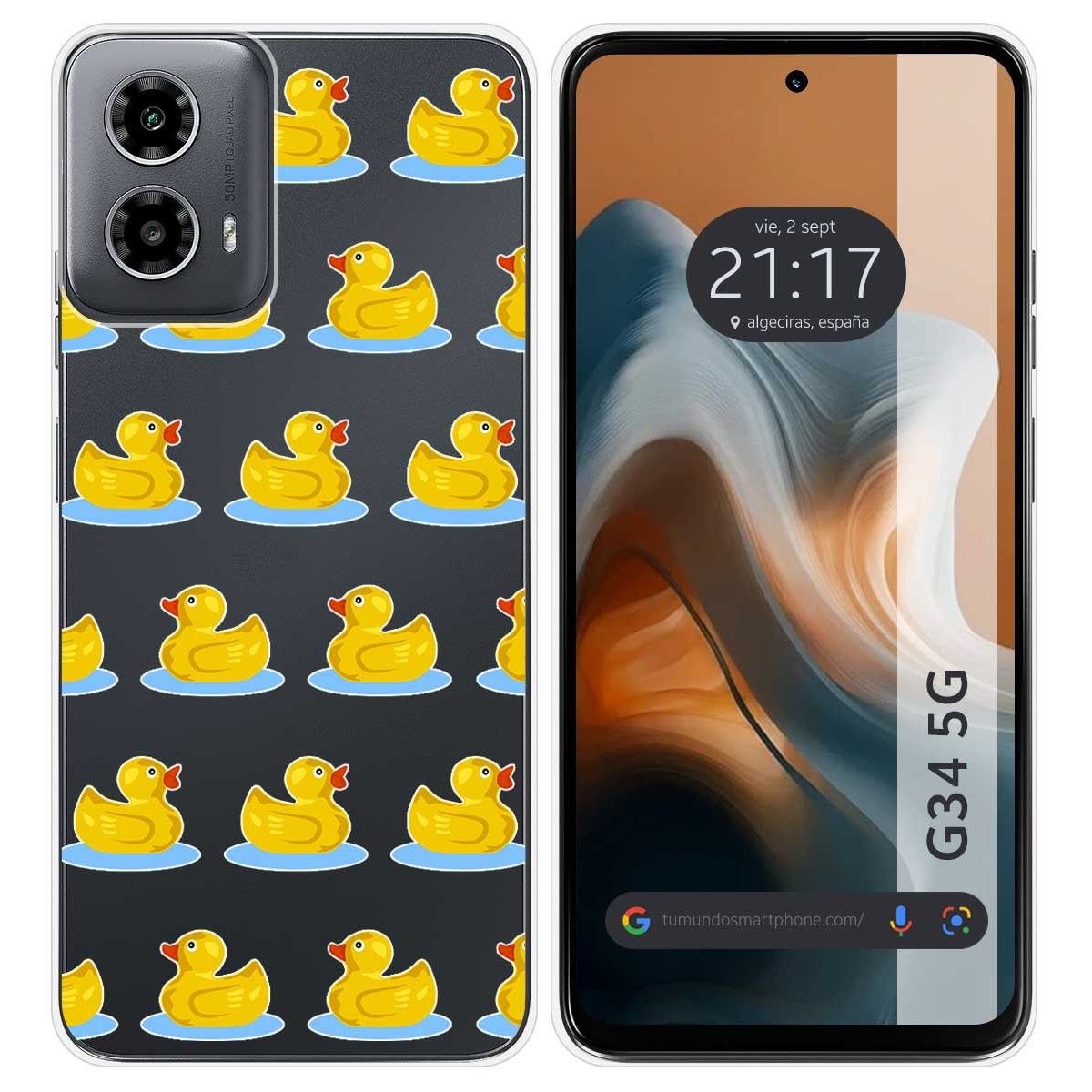 Funda Silicona Transparente para Motorola Moto G34 5G diseño Pato Dibujos