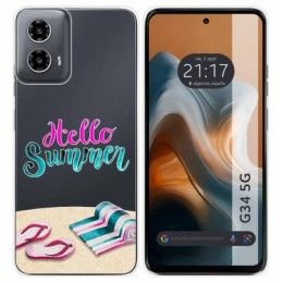 Funda Silicona Transparente para Motorola Moto G34 5G diseño Summer Dibujos