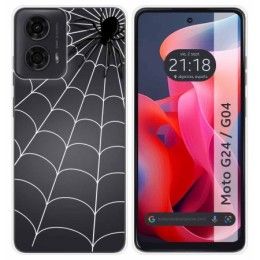 Funda Silicona Transparente para Motorola Moto G04 / G24 diseño Araña Dibujos