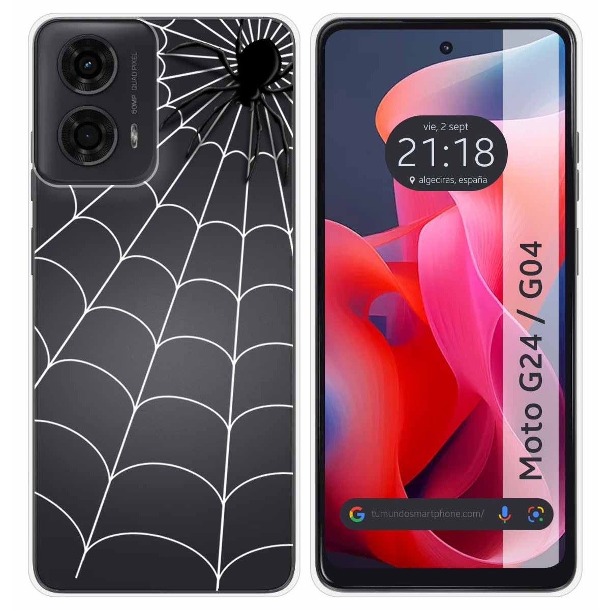 Funda Silicona Transparente para Motorola Moto G04 / G24 diseño Araña Dibujos