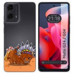 Funda Silicona Transparente para Motorola Moto G04 / G24 diseño Bufalo Dibujos