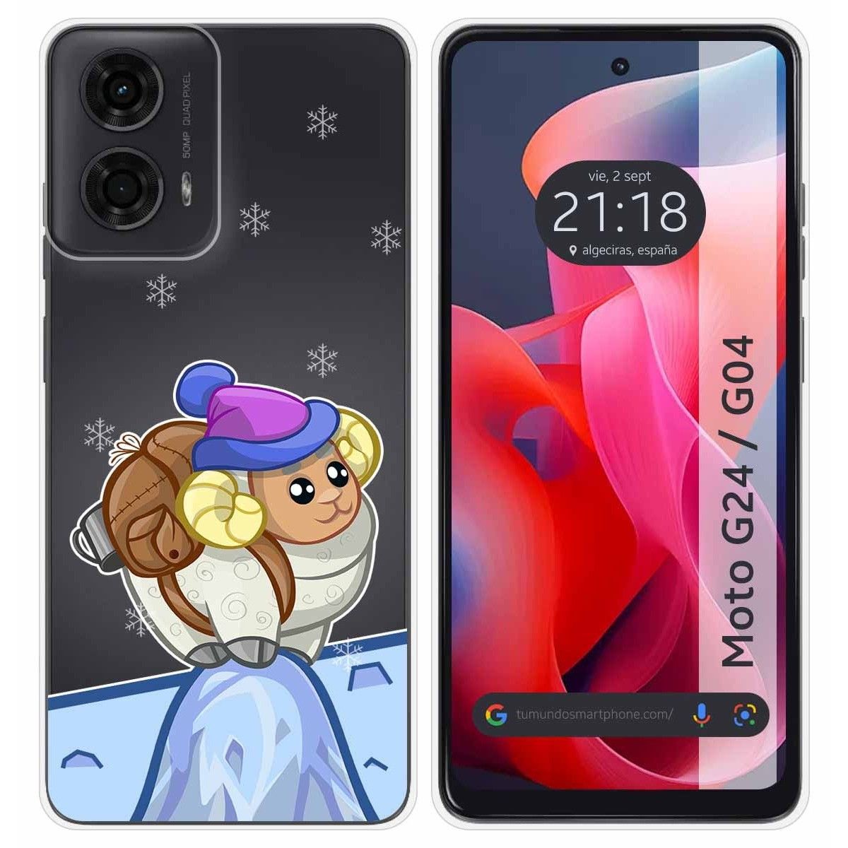 Funda Silicona Transparente para Motorola Moto G04 / G24 diseño Cabra Dibujos