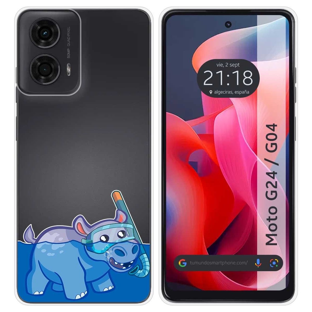 Funda Silicona Transparente para Motorola Moto G04 / G24 diseño Hipo Dibujos