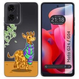 Funda Silicona Transparente para Motorola Moto G04 / G24 diseño Jirafa Dibujos