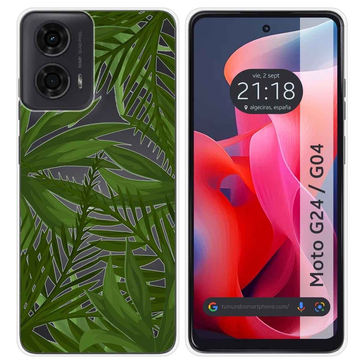 Funda Silicona Transparente para Motorola Moto G04 / G24 diseño Jungla Dibujos