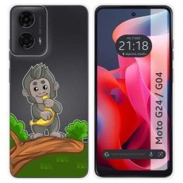 Funda Silicona Transparente para Motorola Moto G04 / G24 diseño Mono Dibujos