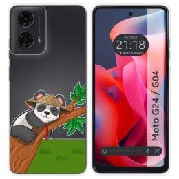 Funda Silicona Transparente para Motorola Moto G04 / G24 diseño Panda Dibujos